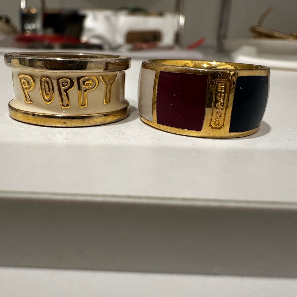 Coach Gold and Multicolor Rings Set